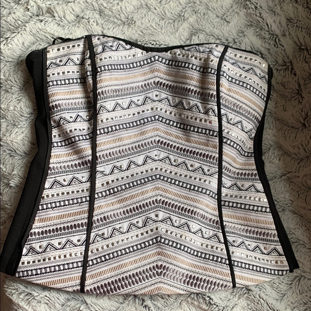 White House Black Market Patterned Bustier Top